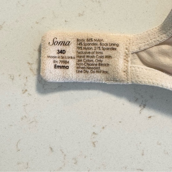 Soma Bra Minimizing Emma Underwire Bra Womens 34D Cream - Picture 9 of 9